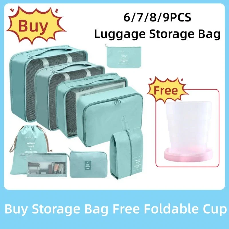 

6/7/9pcs Luggage Storage Bag Large Capacity Packing Cube Clothes Underwear Cosmetic Bag Travel Organizer Bag Toiletries Pouch