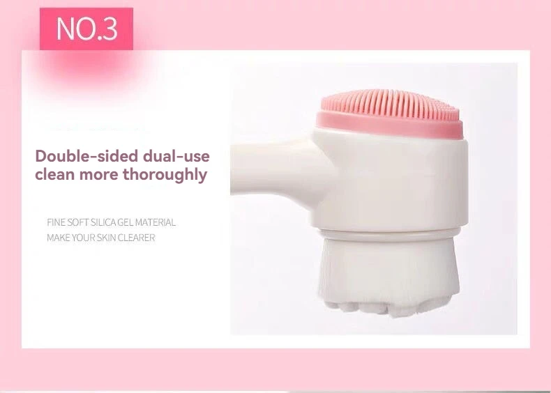 3D Manual Facial Cleansing Brush 2 in 1 Skin Care Face Brush SiliconeFacial Scrubber Dual Face Wash Brush Deep Pore Exfoliation
