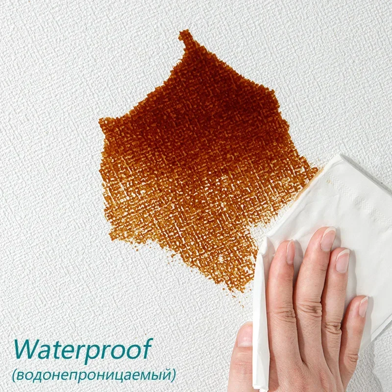 3D Linen Wall Sticker Wallpaper Self-Adhesive Waterproof Wall Covering Panel for Living Room Bedroom Bathroom Home Decoration 3