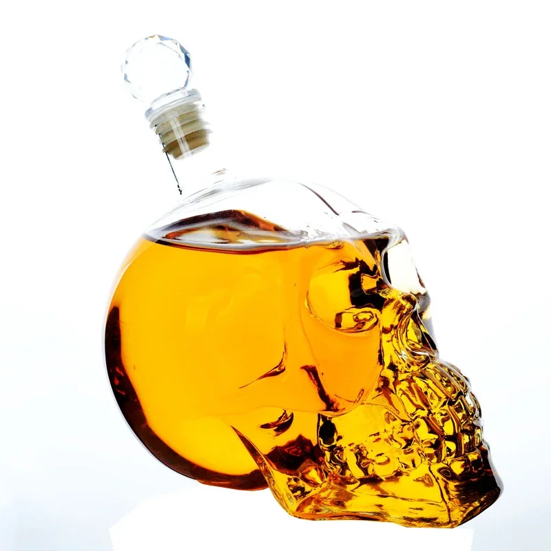 Description Picture 4 of item350-1000ml Creative Skull Glass Wine Bottle Whisky Wine Crystal Cup Transparent Drinking Drinkware Personality Bar Set Tool Gift