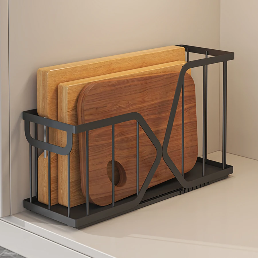 Ausziehbarer Schrank unter dem Waschbecken aus Metall unter dem Waschbecken, Organizer für Küche, Badezimmer, Schwarz – Detail 6