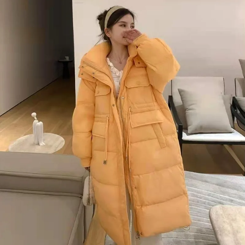 2023 New Women Down Jacket Winter Coat Female Mid Length Version Parkas Loose Thick Warm Outwear Hooded Leisure Time Overcoat