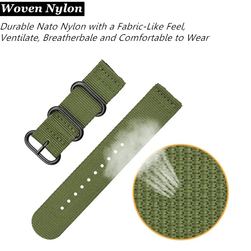 Breathable Canvas Sport Nylon Watch Band - 20mm/22mm Strap