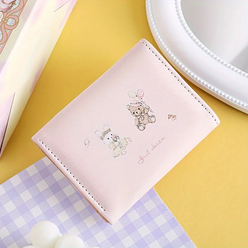 Girl dream spring picnic series rabbit bear purse lovely original design anti-degaussing multi-card position