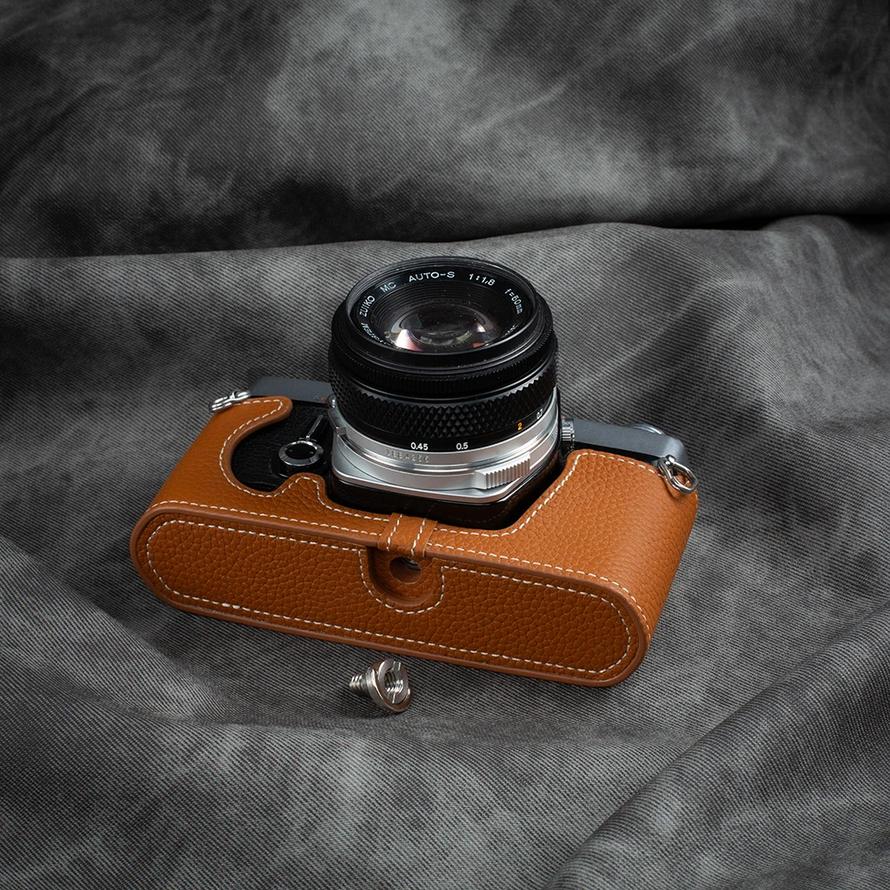 올림푸스 OM-1/1N 2/2N 4/4Ti OM3 케이스 카메라 가방 커버 가죽 카메라 케이스 보호 케이스 수제  진짜 가죽 커버