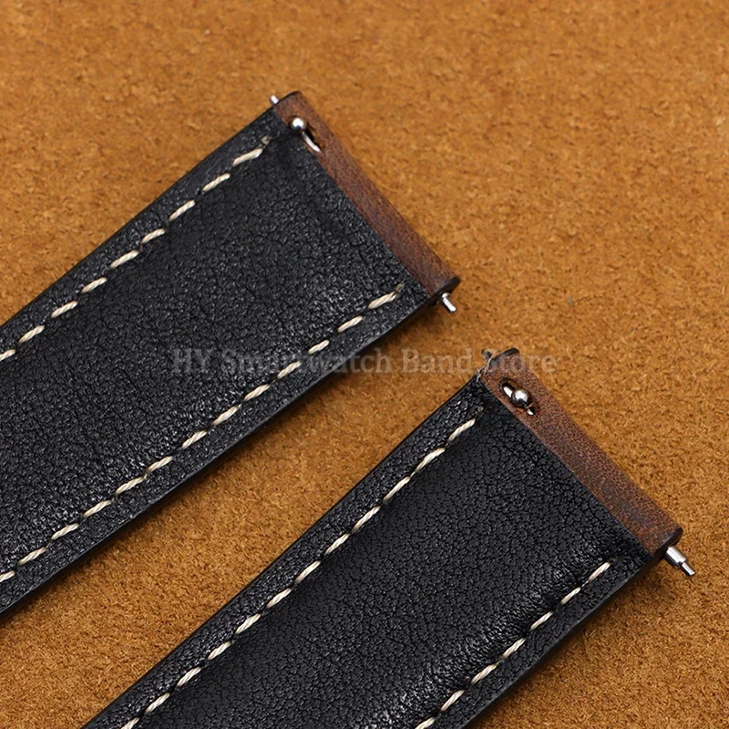 Premium Leather Cowhide Watch Strap with Quick Release and Butterfly Buckle