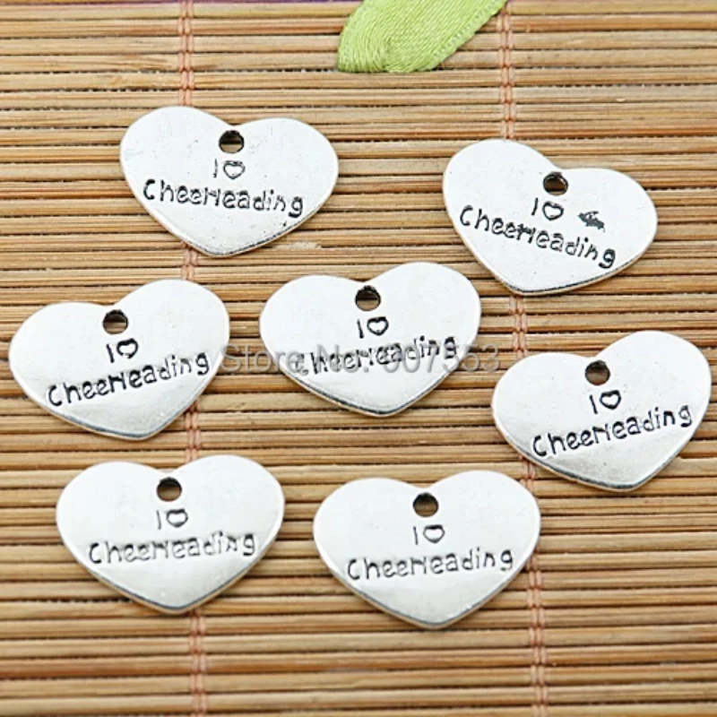 

20PCS 14*20mm Tibetan Silver Tone Heart Shaped Cherrleading Charms EF1790 Charms for Jewelry Making