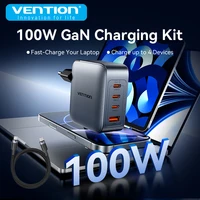 Vention GaN V 100W Fast Charger 4 Port USB A Type C Quick Charging for Macbook Tablet Xiaomi Quick Charge 4.0 3.0 for iPhone 16
