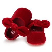 Chaussures en velours rouge pour nouveau-né fille de 0 à 18 mois, chaussures de princesse de noël pour bébé fille de 0 à 18 mois, avec nœud pour les premiers pas 5