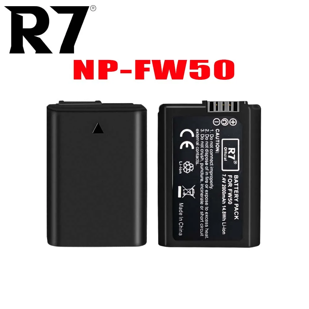Batteria R7 Npfw50 Np Fw50 Np-Fw50 2000Mah Per Sony Alpha A33,A35,A37,A55, Slt-A33,Slt-A35,Slt-A37,Slt-A37K,Slt-A37M,Slt-A55