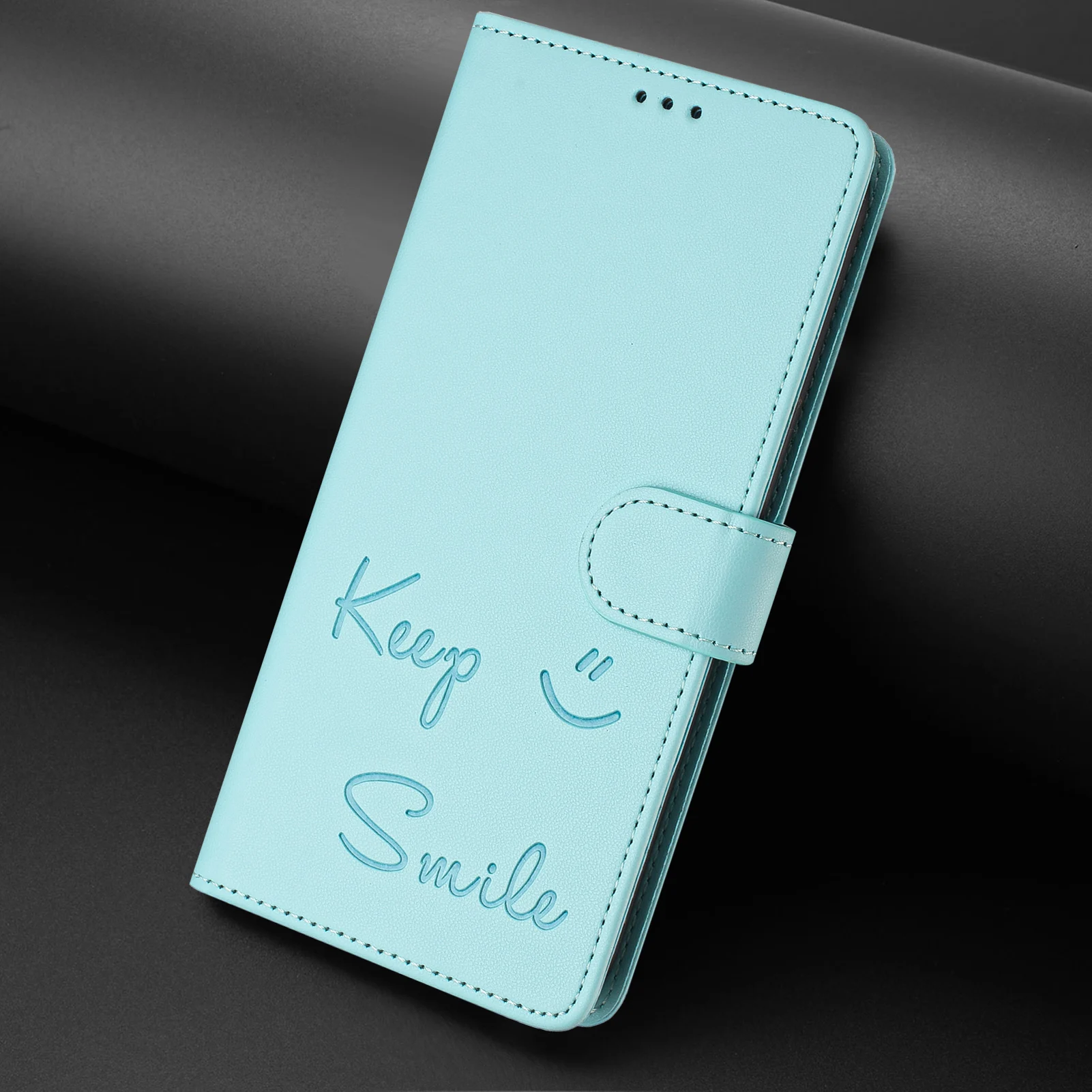 Leather Flip Magnetic Wallet Case with Smile Design - Premium Phone Cover