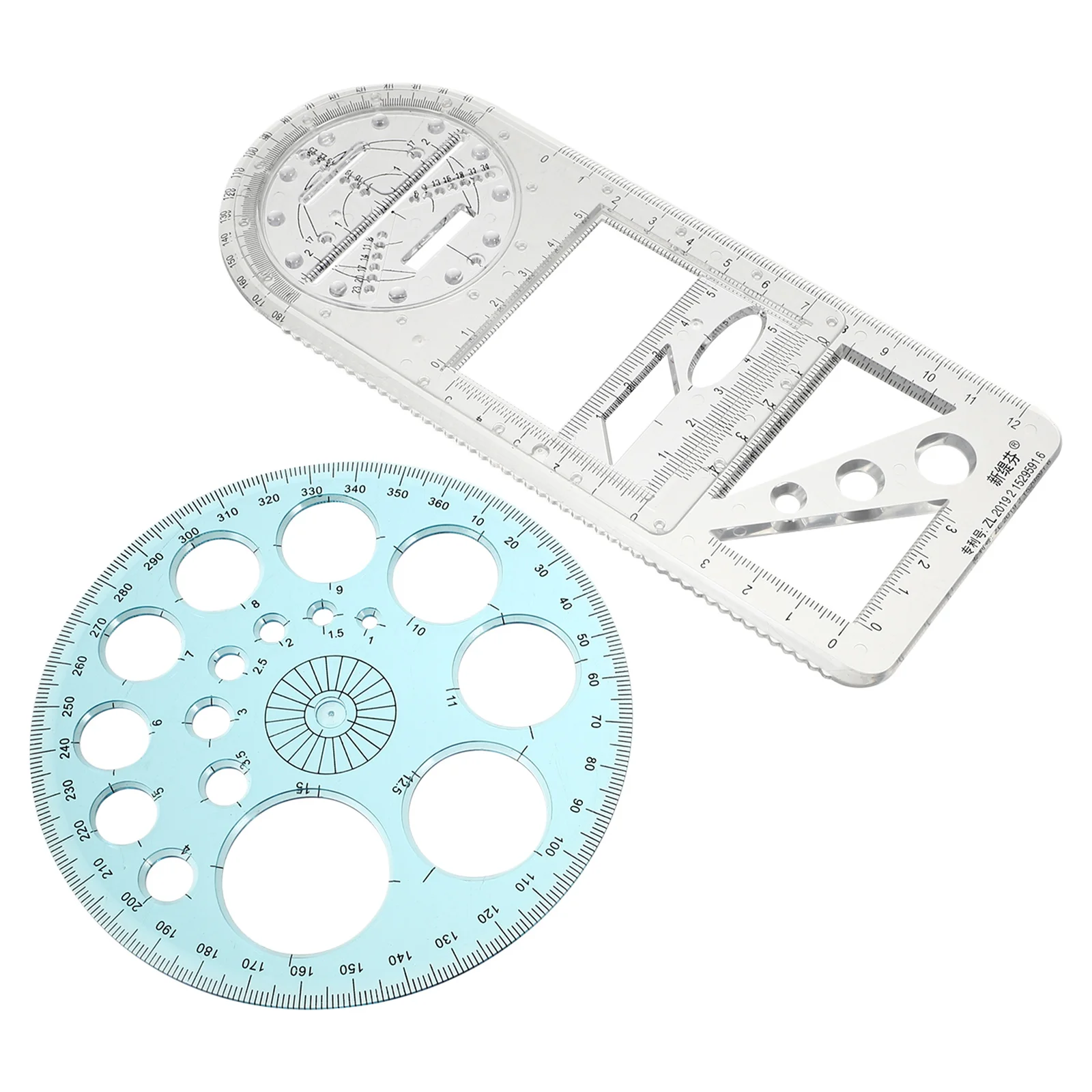 Drawing Ruler Tool Measuring Protractor Student Plastic Multifunctional Test Geometric Template Students