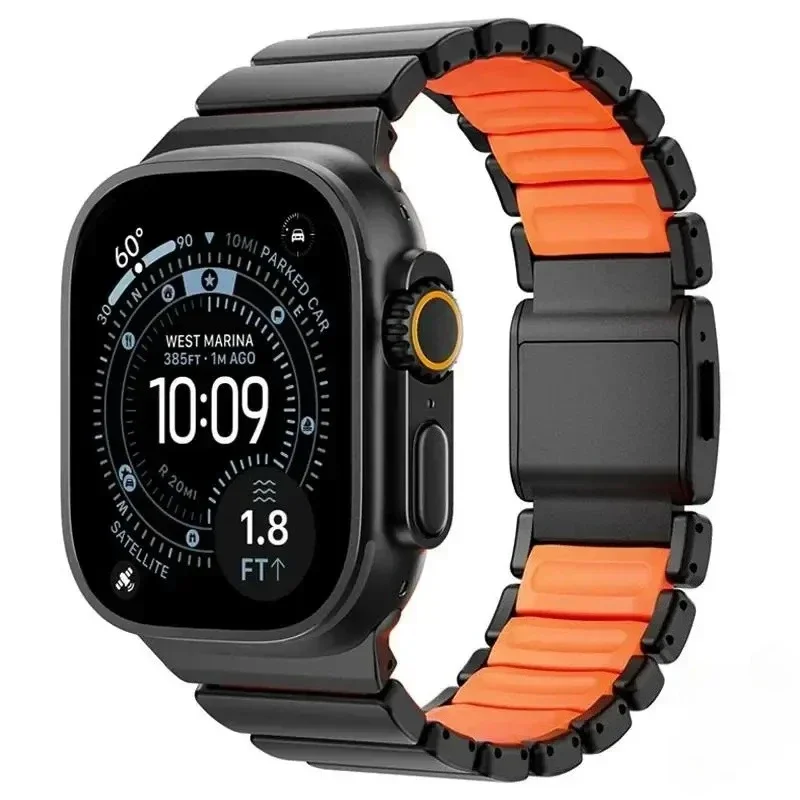 Magnetic Zinc Alloy & Silicone Watch Strap