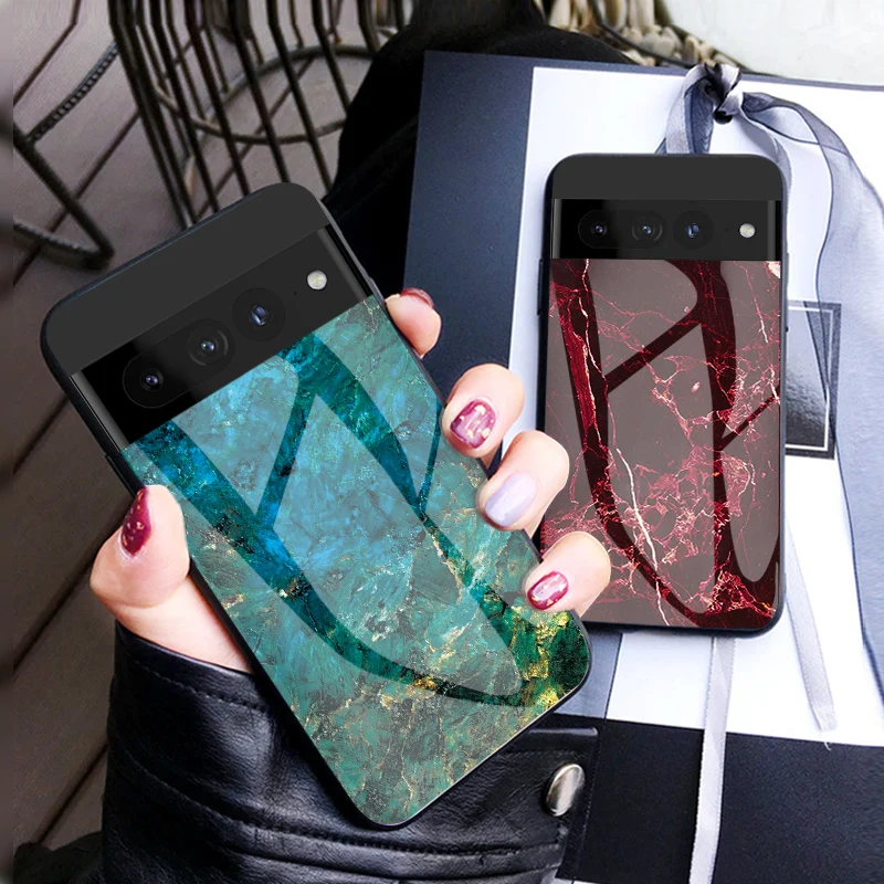 Per Google Pixel 7 Pro Case Luxury Marble Grain Custodia Protettiva In Vetro Temperato Duro Per Google Pixel 7 7Pro Pixel7