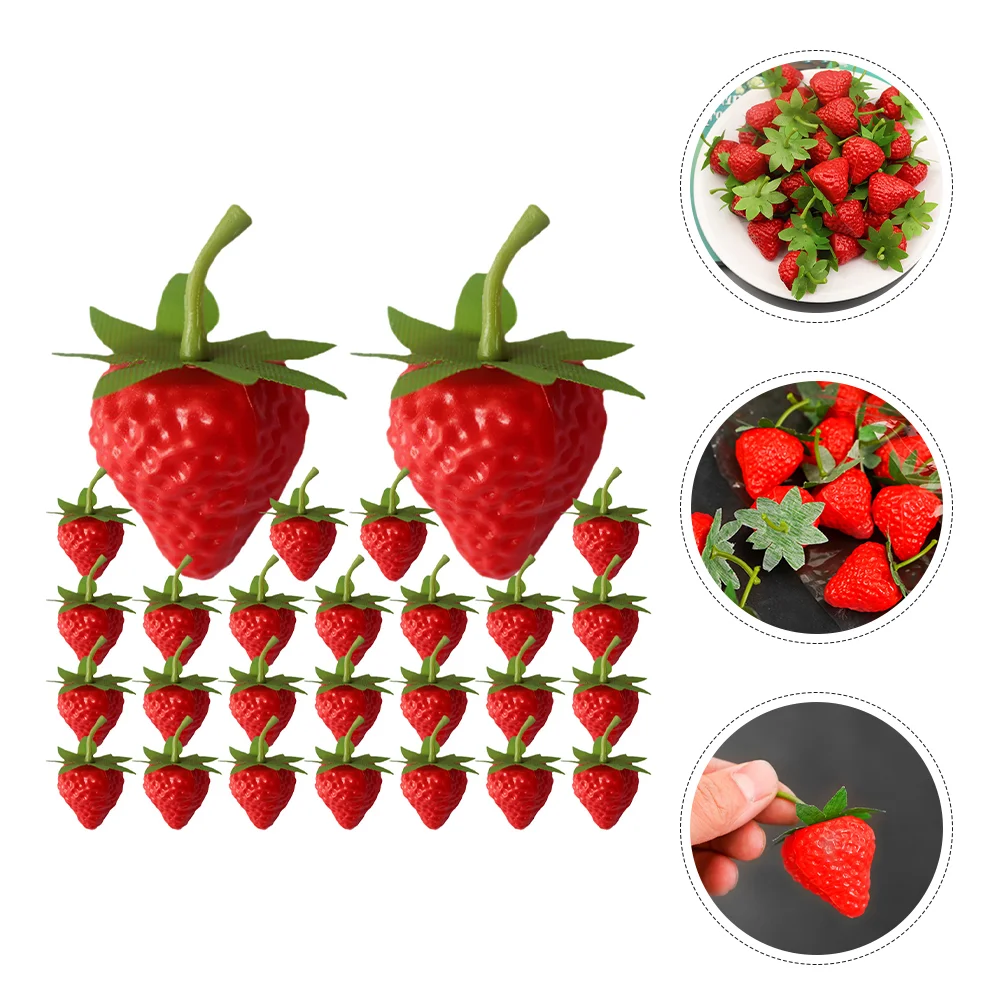 Lot de 25 fraises artificielles rouges en plastique pour centres de table, décoration de maison, cuisine, fête Lot de 25 fraises artificielles rouges en plastique pour centres de table, décoration de maison, cuisine, fête