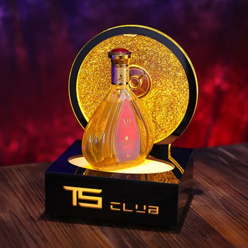 LED Lighted Liquor Bottle Display Shelf Glowing Ring Wine Champagne VIP Bottle Presenter For Bar Hotel Nightclub Villa