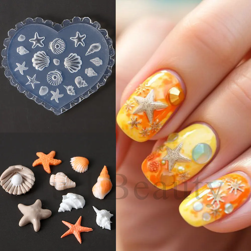 Tulip Sea Shell Rabbit Goldfish Starfish 3D Acrylic Nail Mold 1pc Nail Decorations DIY Silicone Manicure Mold Art nail art mold