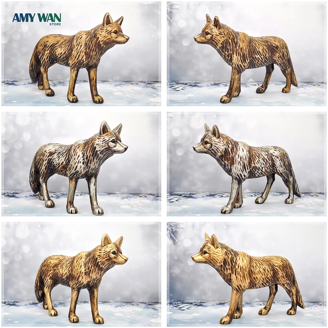 3 Színes Retro Farkas Szoborművész Otthoni Dekoráció Szoba- És Könyvespolc Szekrény Szobor Kerti Állati Díszek Kézműves Játékok - Image 6