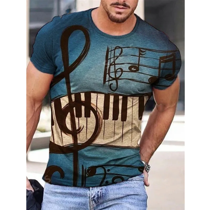 

2022 Hot Sale Men T-Shirts Fashion Music Harajuku 3D Printed O Neck Ethnic Style T-Shirts Men Oversized Short Sleeves Tshirt
