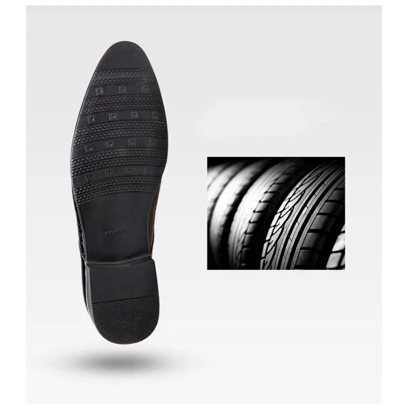 Mens Leather Dress Shoes Mens Dress Shoes PU Leather Fashion Men Business Dress Loafers Pointy Black Shoes Oxford Breathable Pointed Formal Wedding