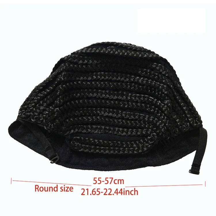 Crochet Net Cap 1 piece breathable braided cornrow with adjustable band for easy sew in weave wig black crochet wig cap