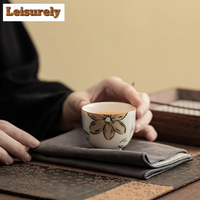 Chinese Double-sided Tea Towel Cleaning Cloth Tea Mat Thickened Absorbent Rag Soft Cotton Kitchen Towel Kung Fu Tea Accessories