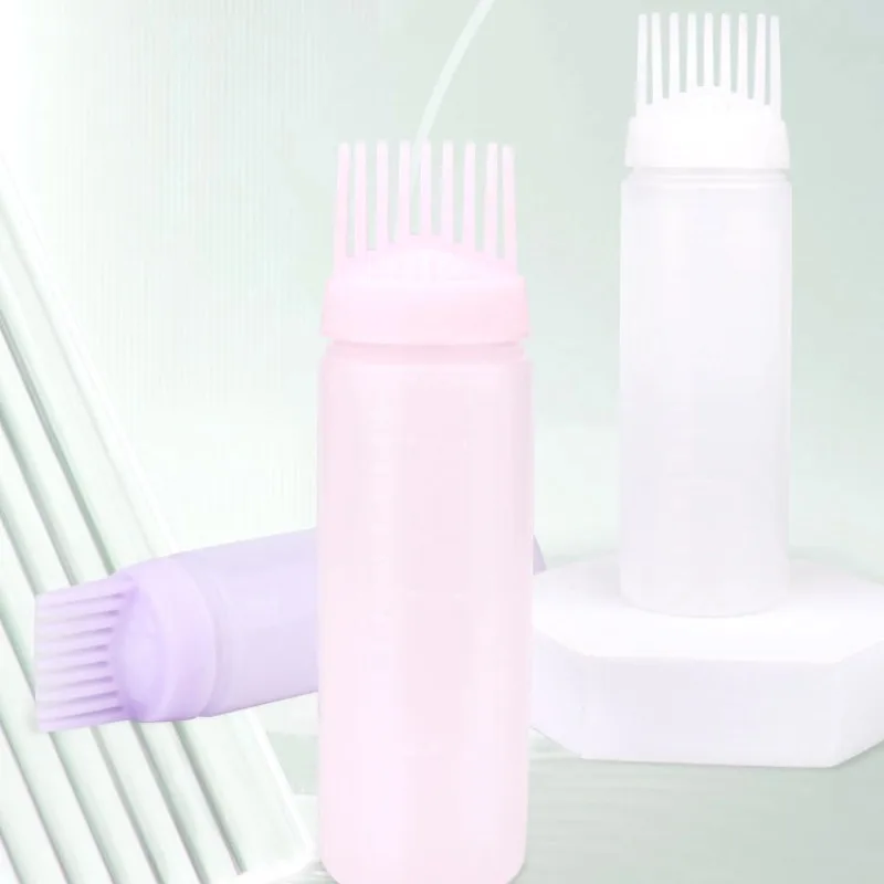 

120ml Hair Dye Refillable Bottle Applicator Comb Multicolor Plastic Dispensing Salon Oil Hair Coloring Hairdressing Styling Tool