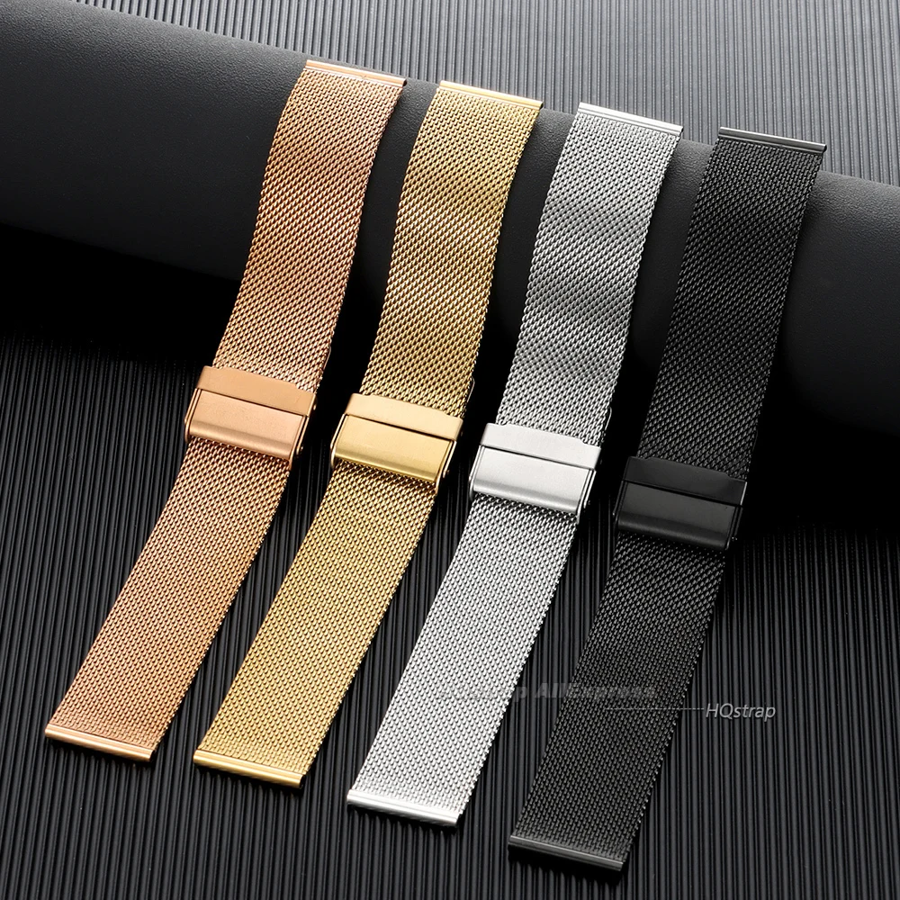Sleek Milanese Mesh Stainless Steel Watch Strap - Versatile Replacement Wristband