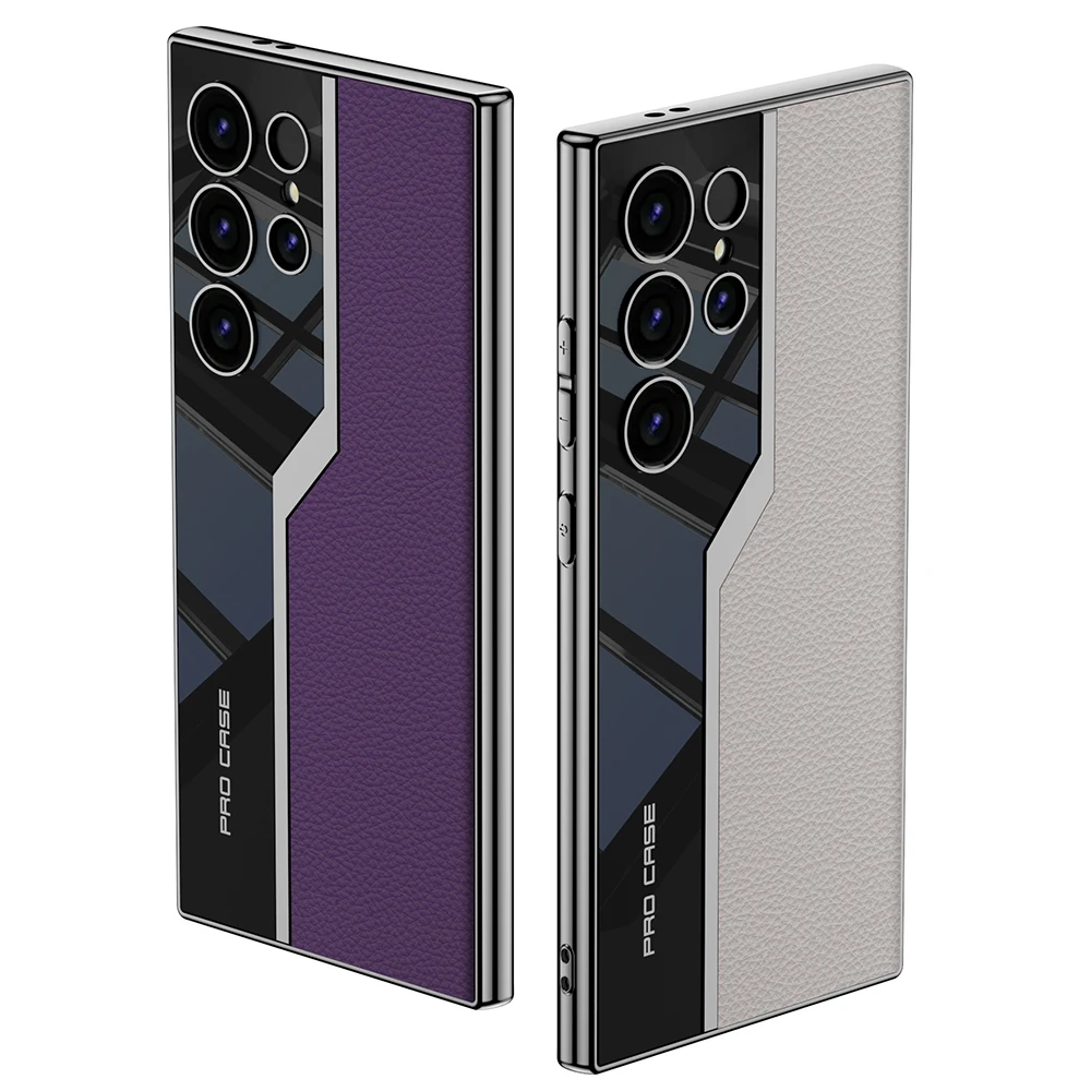 삼성 갤럭시 S23 S24 S25 울트라 5G 전화 케이스 도금 가죽 S24Ultra 보호 커버에 대한 얇은 TPU 소프트 Supercar 영상 케이스