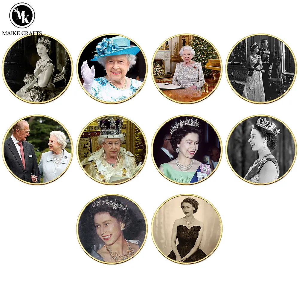 

Queen Elizabeth II Challenge Coin Her Majesty's Gold-plated Commemorative Coin Collection Decorative Handicraft Gift