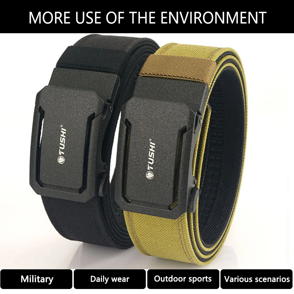 1.5" Tactical Belt Metal Buckle Adjustable Sturdy Ratchet Nylon Belts IPSC USPSA IDPA Belt Rigid Heavy Duty Gear