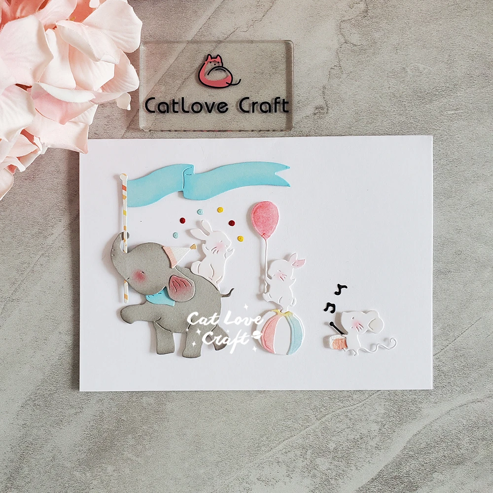 Catlove 코끼리 곡예 금속 절단 다이 스크랩북 금형 칼 스텐실 다이 컷 카드 만들기 DIY 공예 엠보싱 새로운 다이