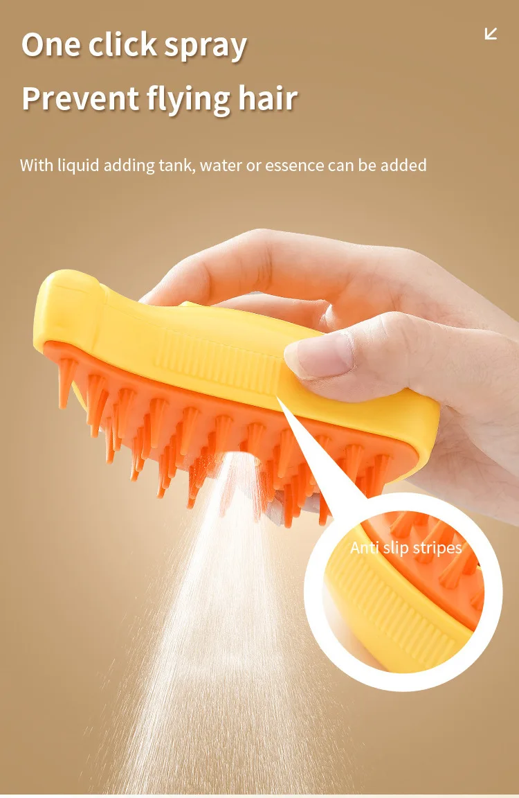 3 in1 pet steam brush cat dog Cleaning Steamy Spray Massage Brush Comfy Spray Massage