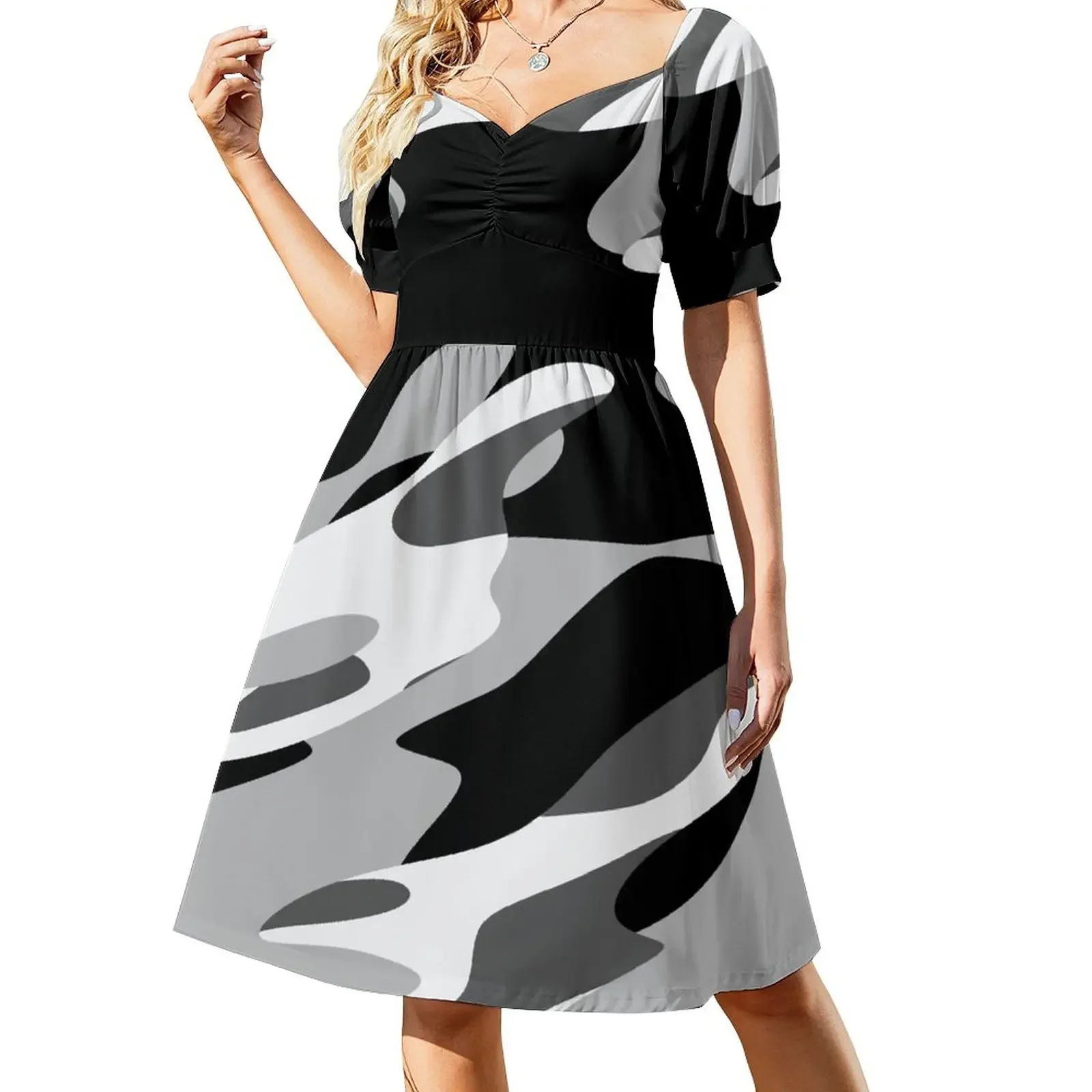 

black gray and white camo Sleeveless Dress Summer women's clothing women's summer dresses 2024 Party dresses