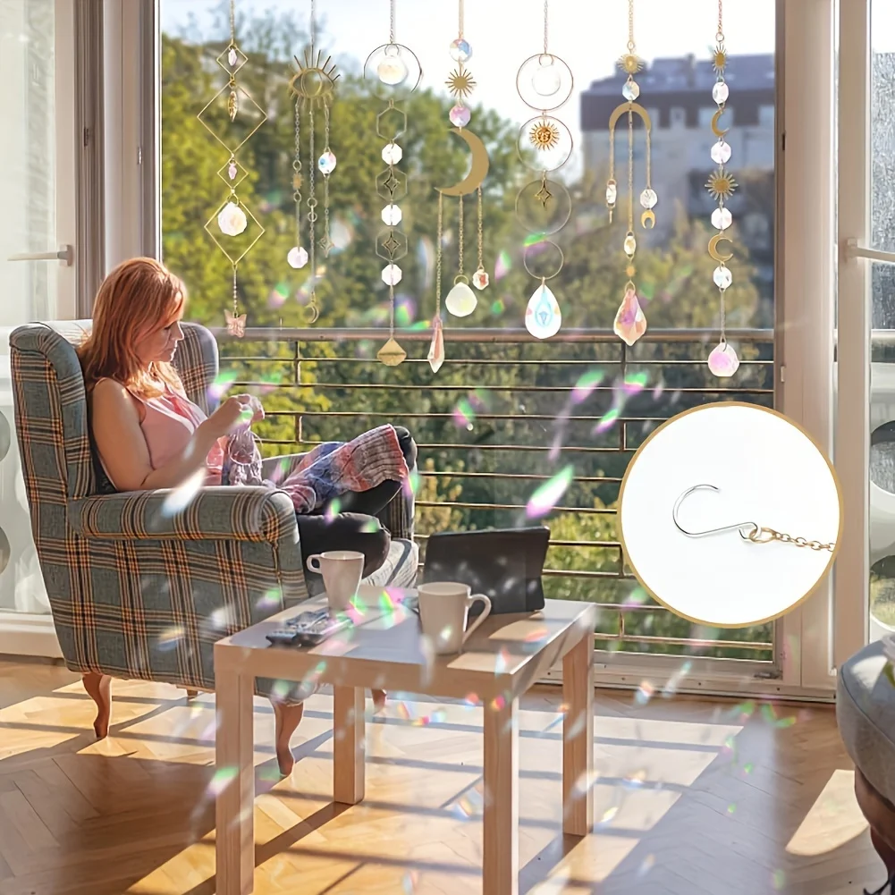 10 Pieces Lotus Colorful Crystal Suncatcher with Chain Pendant Ornaments Hanging Crystals Prism Rainbow Maker for Windows Indoor 7 S20530d613a134d5b9cccac0d54c10de1m