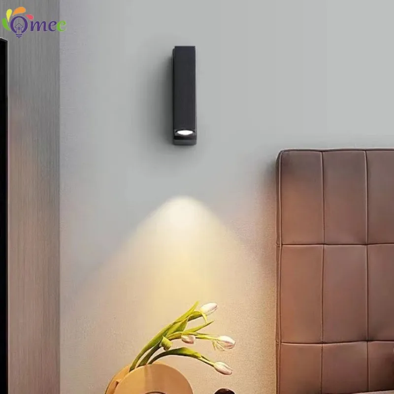 3W Led Wall Light Backlight Modern Style Folding 350 Degree Rotation Wall Lamp Hotel Bedroom Bedside Study Reading Sconce Lamp