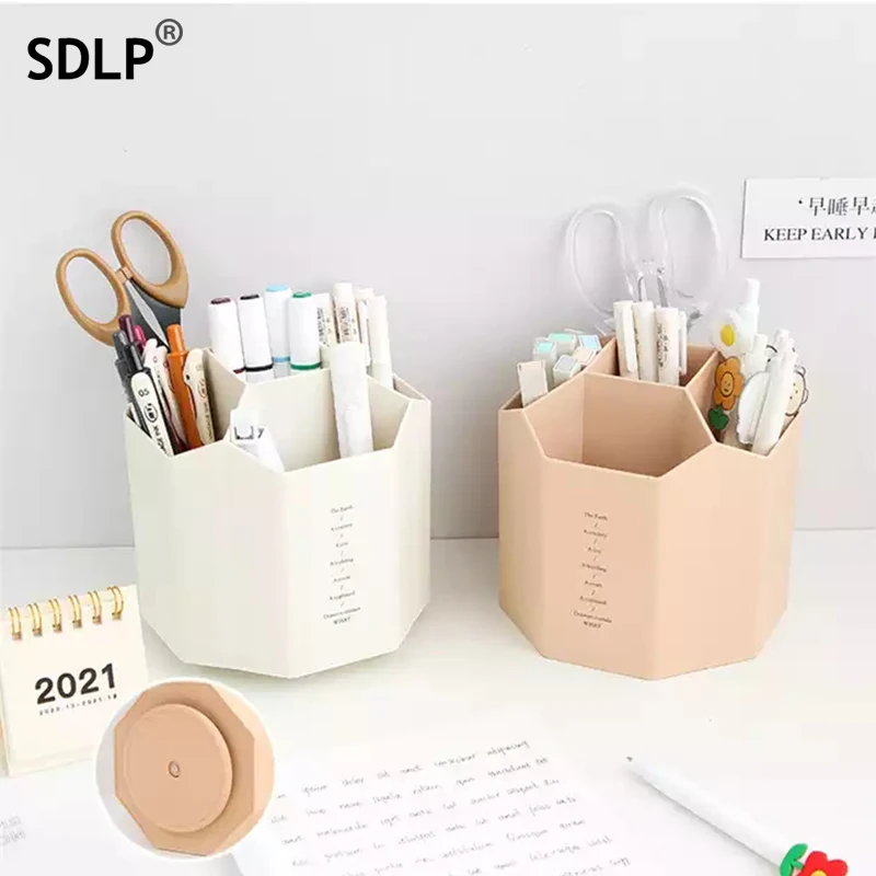 Pen Holder Transparent 360 Degree Rotating Large Capacity Pencil Container  Desktop Organizer School Supplies - AliExpress