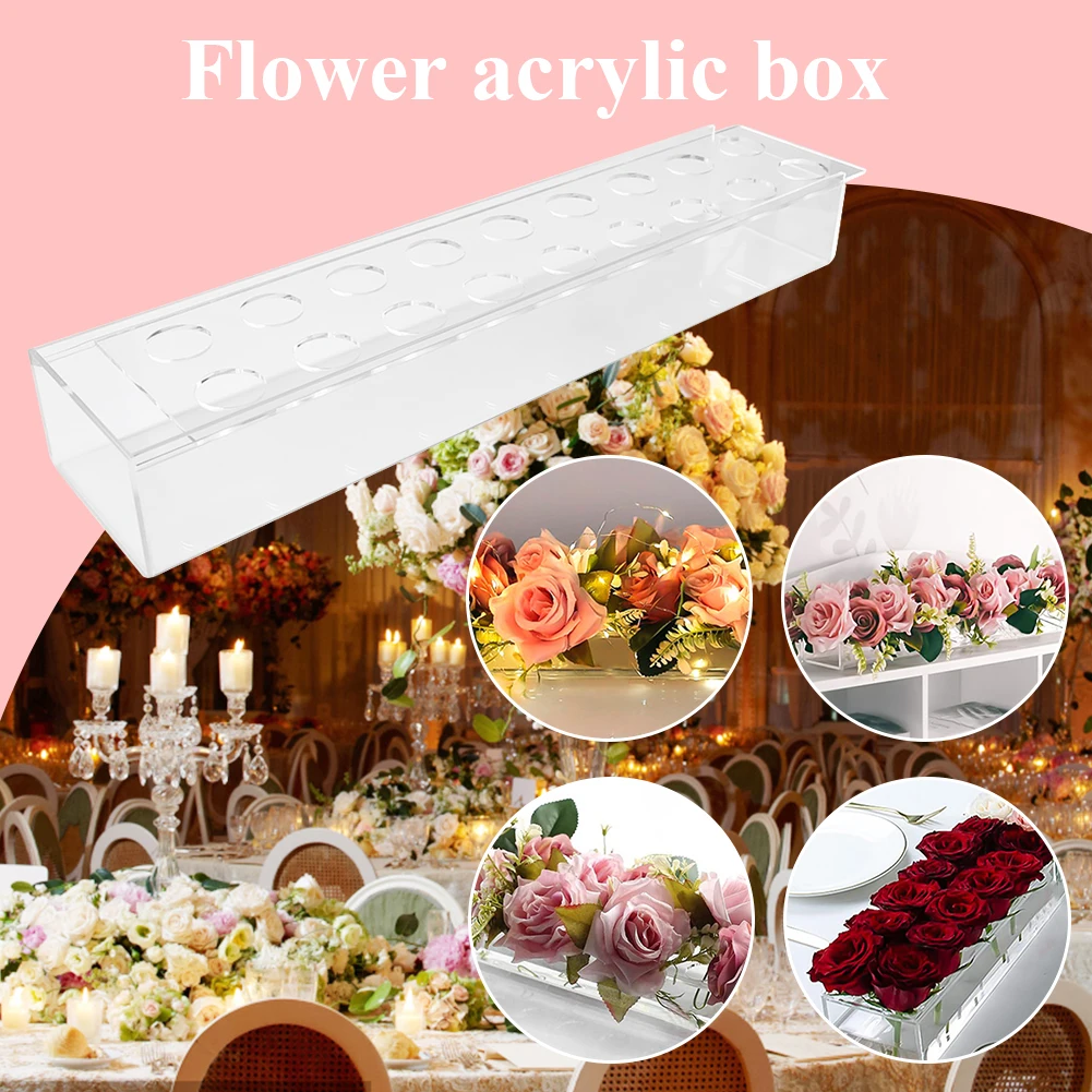 2 Pieces Acrylic Flower Base Rectangular,Acrylic Vase Clear Vase for  Flowers,Acrylic Floral Vase,Acrylic Vases for Centerpieces,Acrylic Flower  Box,Bud