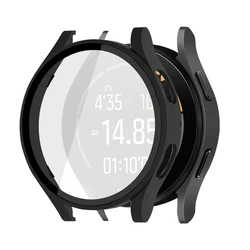 Durable Tempered Glass Screen Protector with Hard Protective Bumper Case - Watch6 44mm (Black)