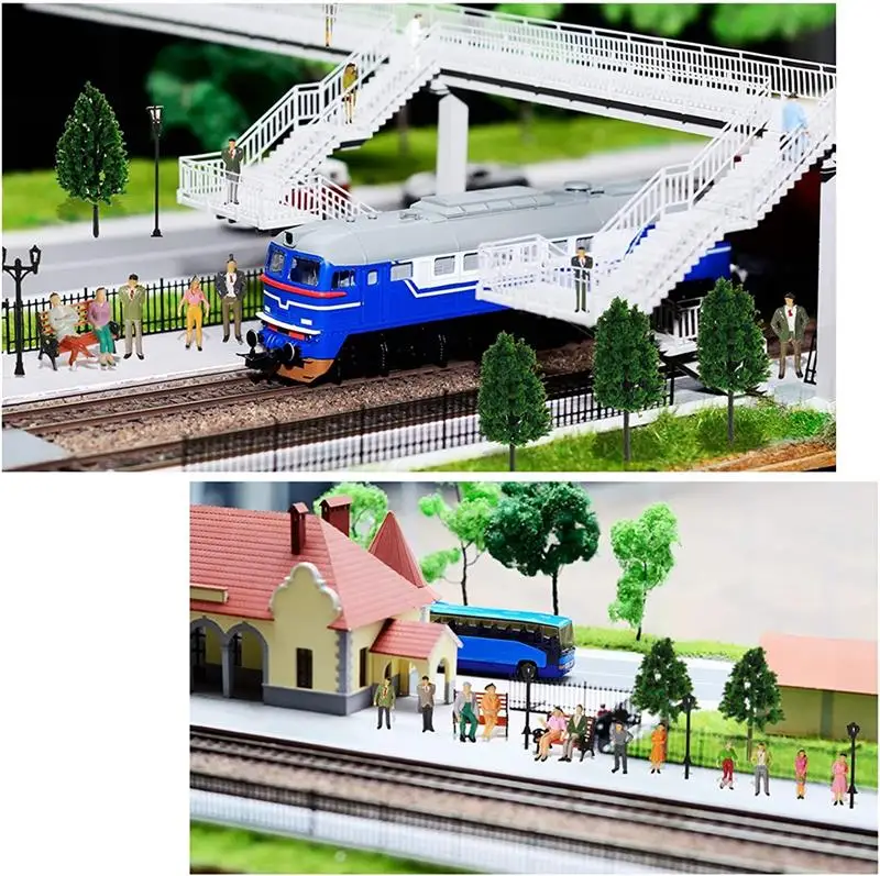 50/100pcs 1:87 HO Scale People Passengers Model Trains Architectural Painted Figurines Stand/Seat Pose Person Models 6