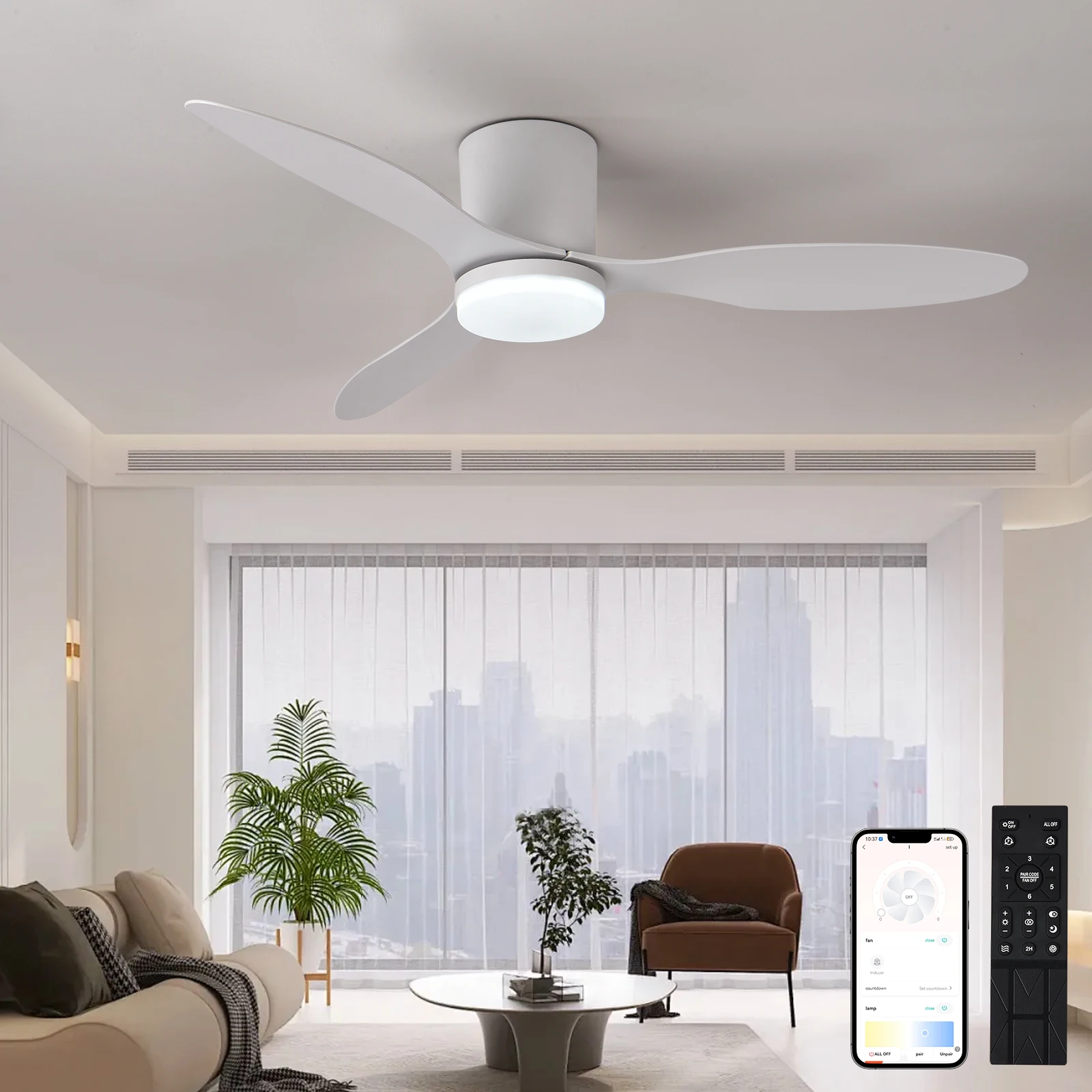 Modern Low Floor DC Motor Ceiling Fans With Remote Control Ceiling Fan Light Home Fan