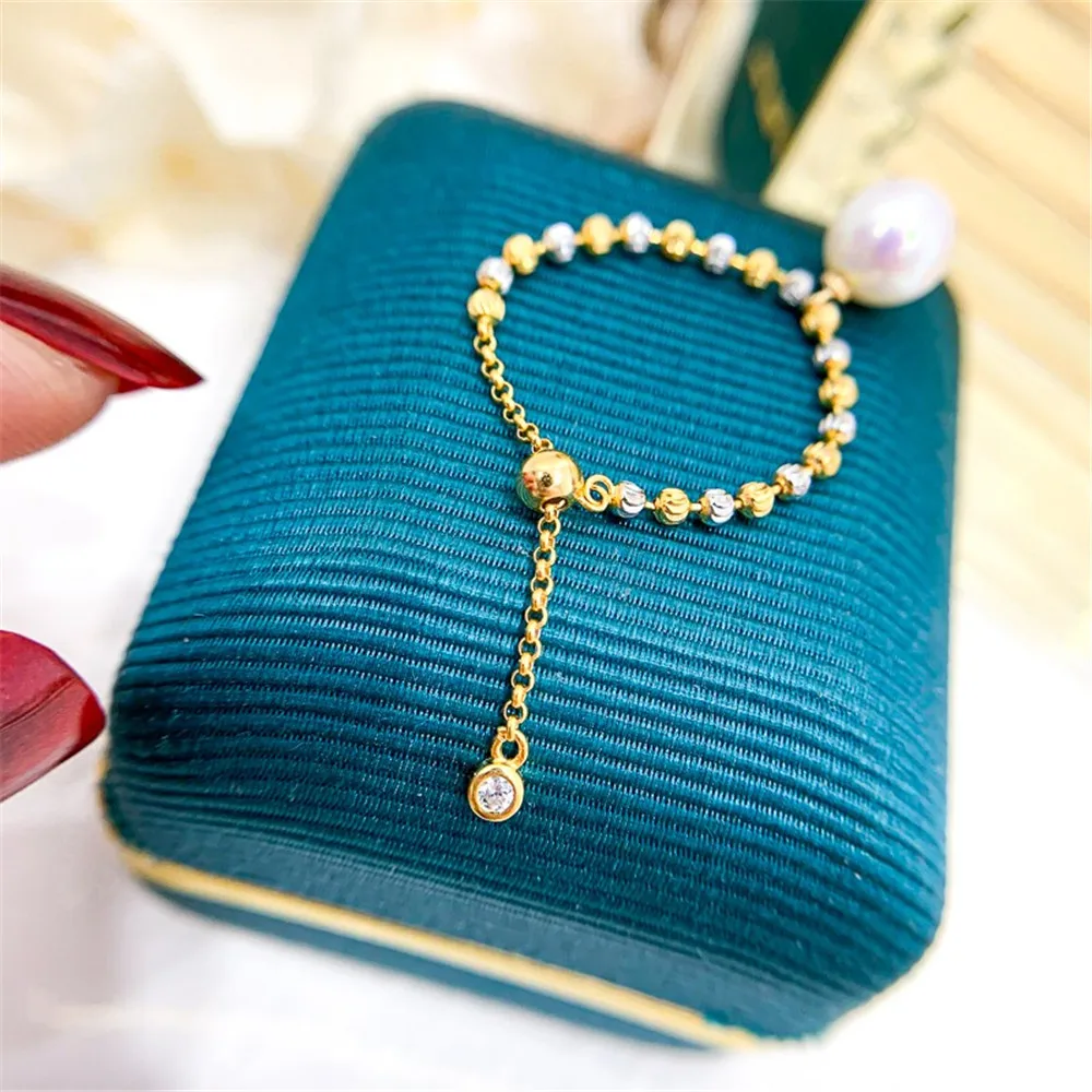 

DIY Pearl Ring Accessories S925 Sterling Silver Ring Empty Set K Gold Edition Adjustable Ring Silver Set Fit 5-8mm Round Beads