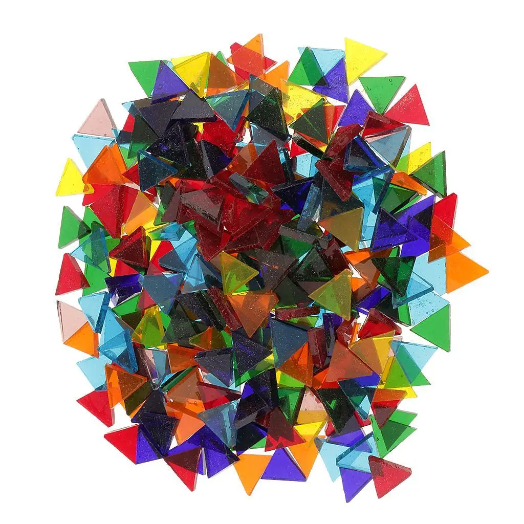 320g Mixed Triangle Glass Mosaic Tiles Pieces for Craft 14mm