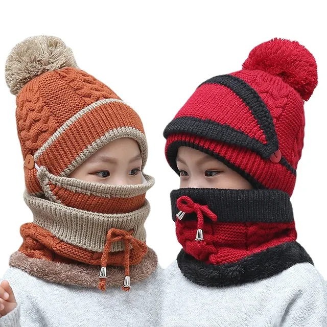Winter Children Knit Beanie Scarf Mask Set: The Perfect Winter Accessory for Kids
