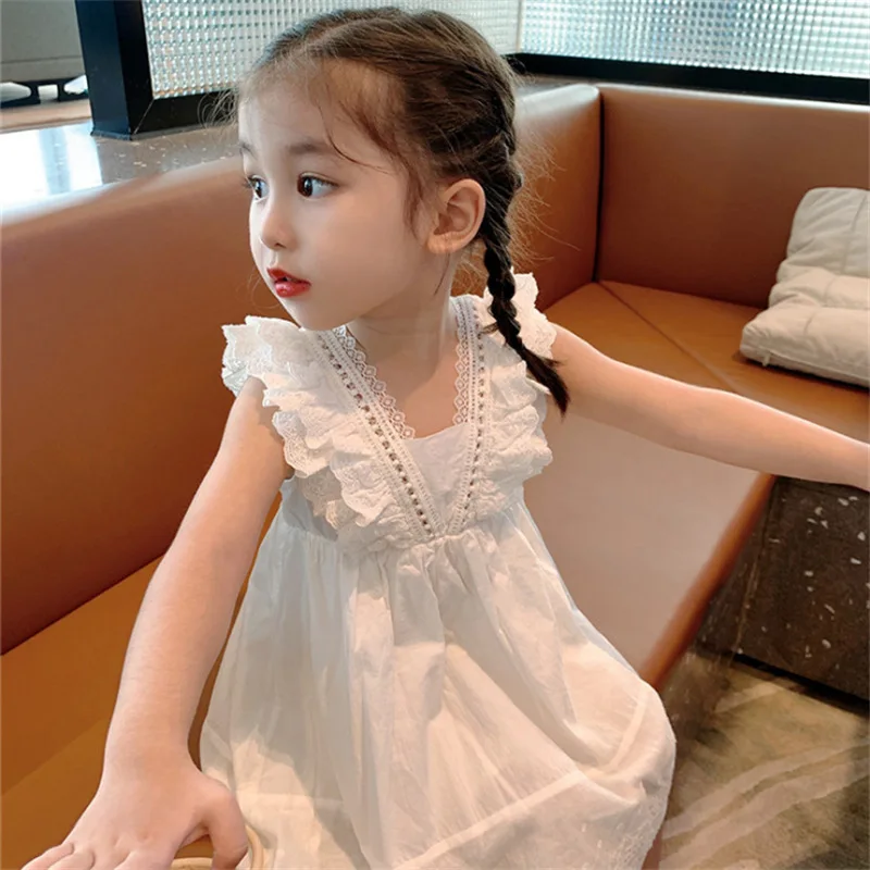 

Gilrs Dresses Baby Girls Lace Vest Dress Princess Dress Summer Kids Causal Sleeveless Skirt Clothes Children's Clothing Outfits