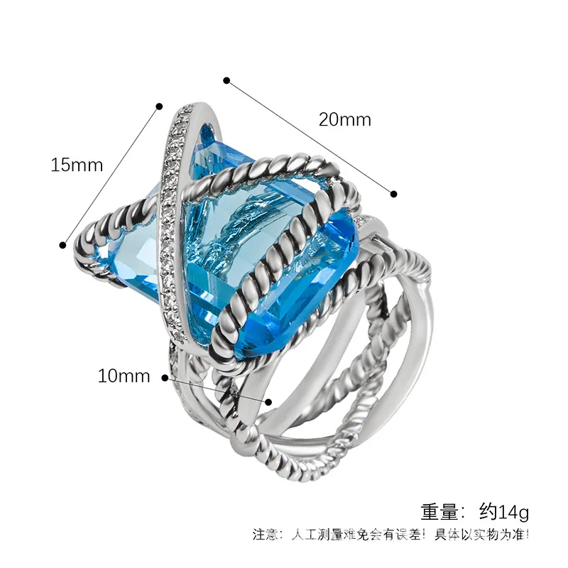 European and American Fashion and Popular Zircon Inlaid Cable Fried Dough Twists Ring