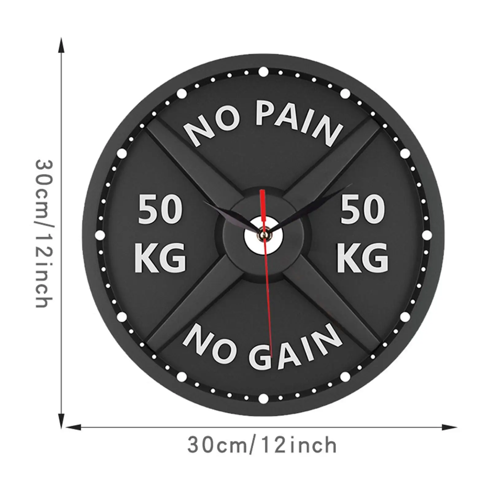 50kg 3D Barbell Wall Clock Modern Minimalist Gift Silent 30cm Gym Clock for Gym