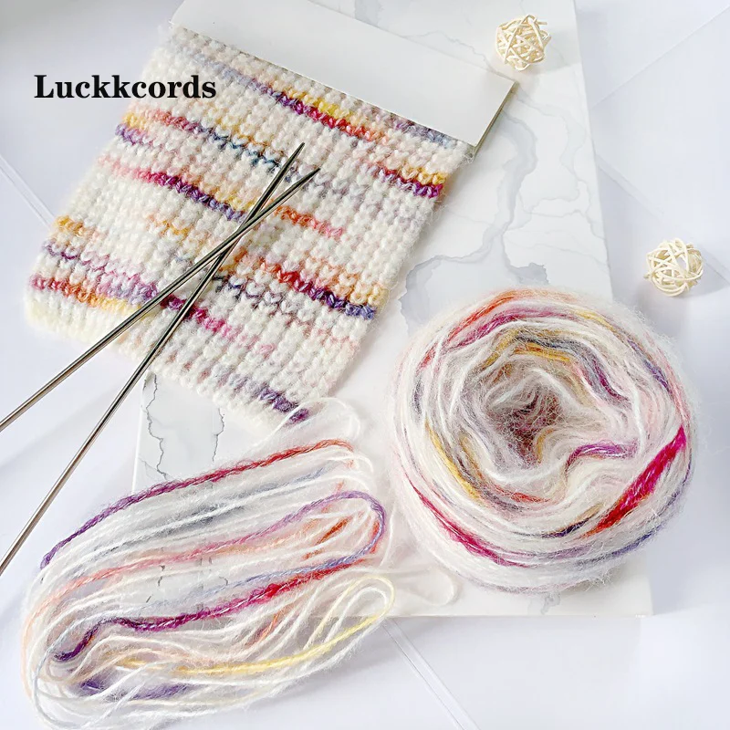 Luckcords Store Colorful Section Dyed Yarn Ball Hand Woven Wool Blended Yarn Color Blocking Maglione Sciarpa Materiale Pacchetto 50G