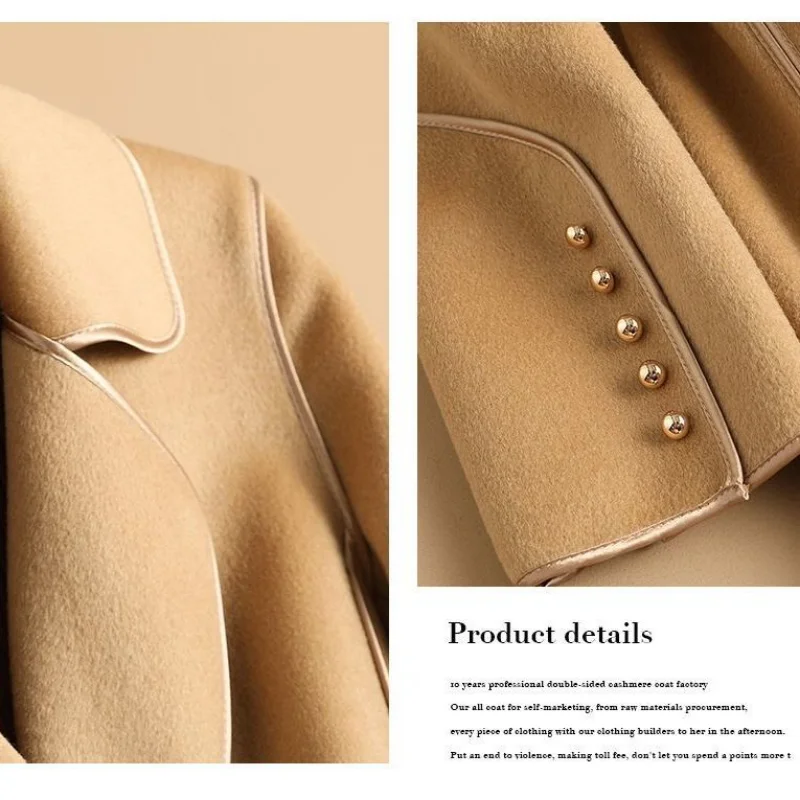 2023 Spring and Autumn New Double Sided Fleece Coat Medium Length Slim Fit and Slim Fleece Coat Trench Coat for Women