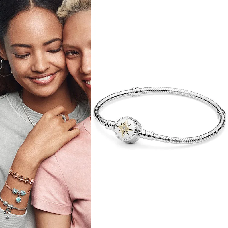 

100% 925 брелок Silver Pan Bracelet Shiny Sunflower Round Button Pan Bracelet Fit European Charm Bracelets Women Jewelry